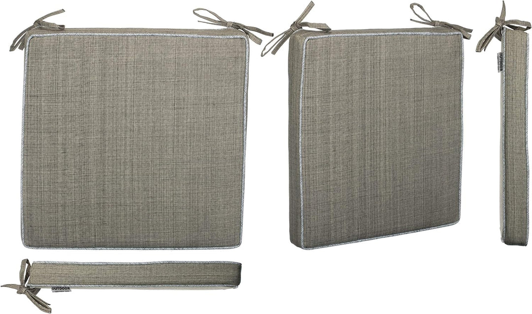 Brandsseller Outdoor Garten Sitzkissen Auflagen Kissen mit Paspel - Leinenoptik Uni - Schmutz- und W