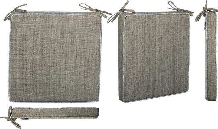 Brandsseller Outdoor Garten Sitzkissen Auflagen Kissen mit Paspel - Leinenoptik Uni - Schmutz- und W