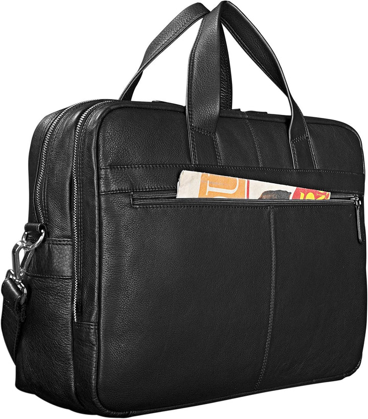 STILORD 'Lias' Echtleder Umhängetasche für Herren - Stilsicher ins nächste Meeting Schwarz, Schwarz