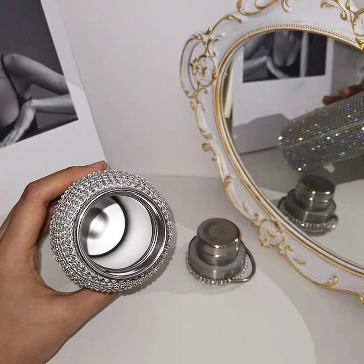 Clenp Vakuumbecher, Isolierter Strass Vakuumbecher Edelstahlkolben Flasche Trinkkessel Golden 750 ml