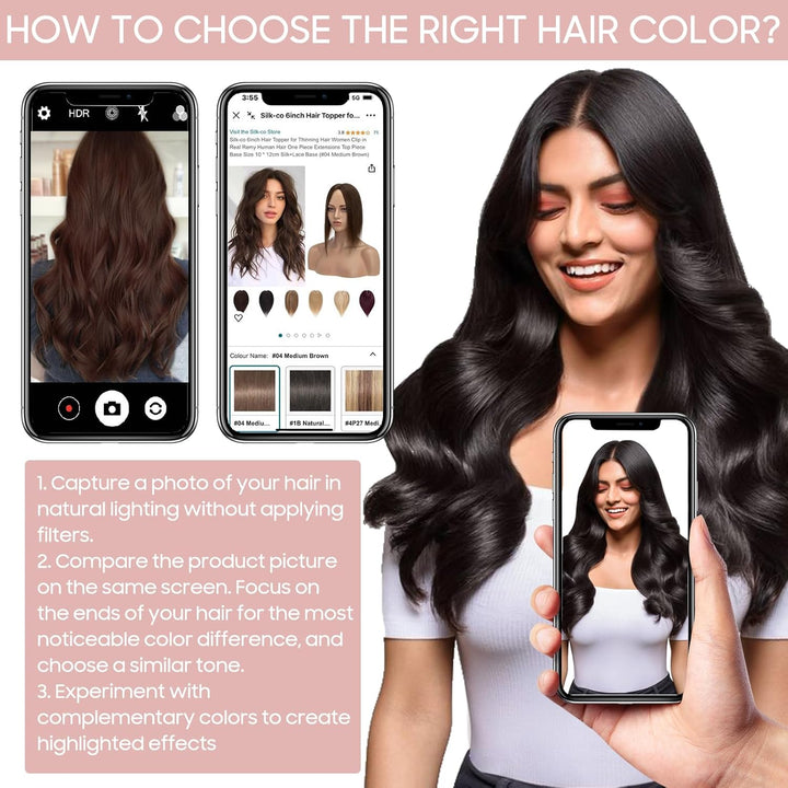 Silk-co Hair Topper Echthaar, 10x12cm Basis Toupet Damen, Haartopper Echthaar mit Remy Seide Basis,