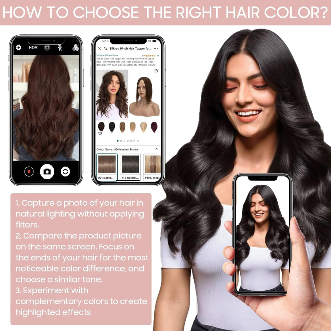 Silk-co Hair Topper Echthaar 10x12cm, Basis Toupet Damen, Haartopper Echthaar mit Remy Seide Basis,