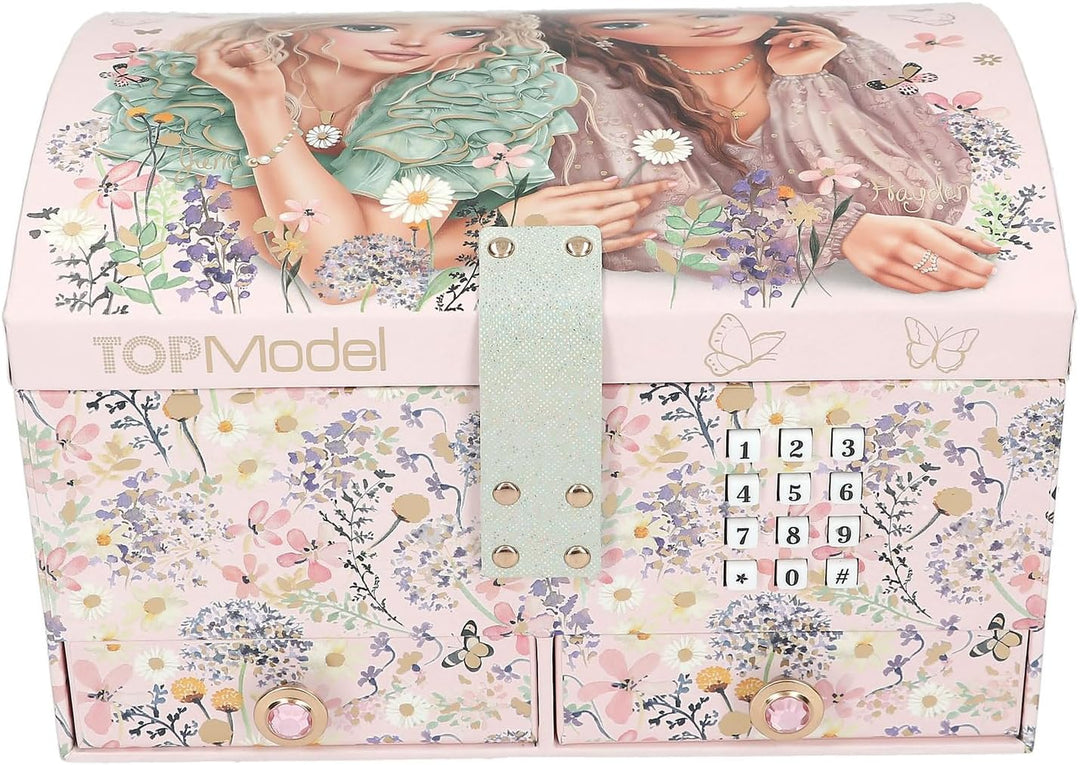 Depesche 13579 TOPModel Summer Feeling - Grosses Schmuckkästchen in Rosa, mit Model Motiv und floral