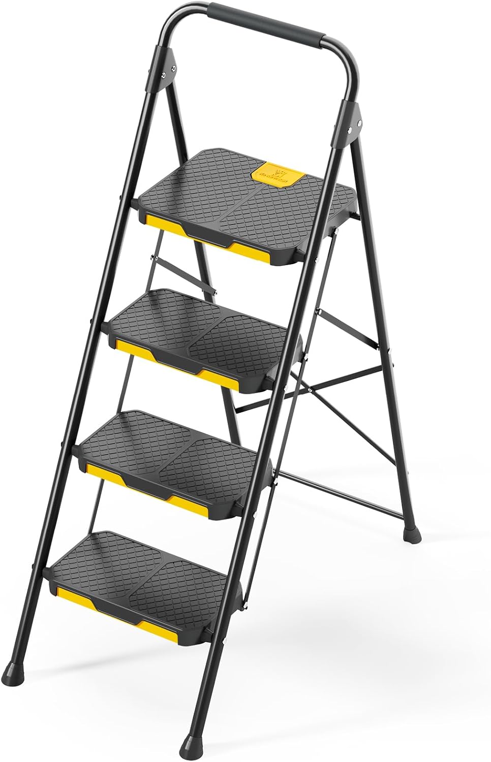 KINGRACK Leiter 4 Stufen, trittleiter 4 Stufen klappbar, mit rutschfestem, breitem Pedal und Handläu