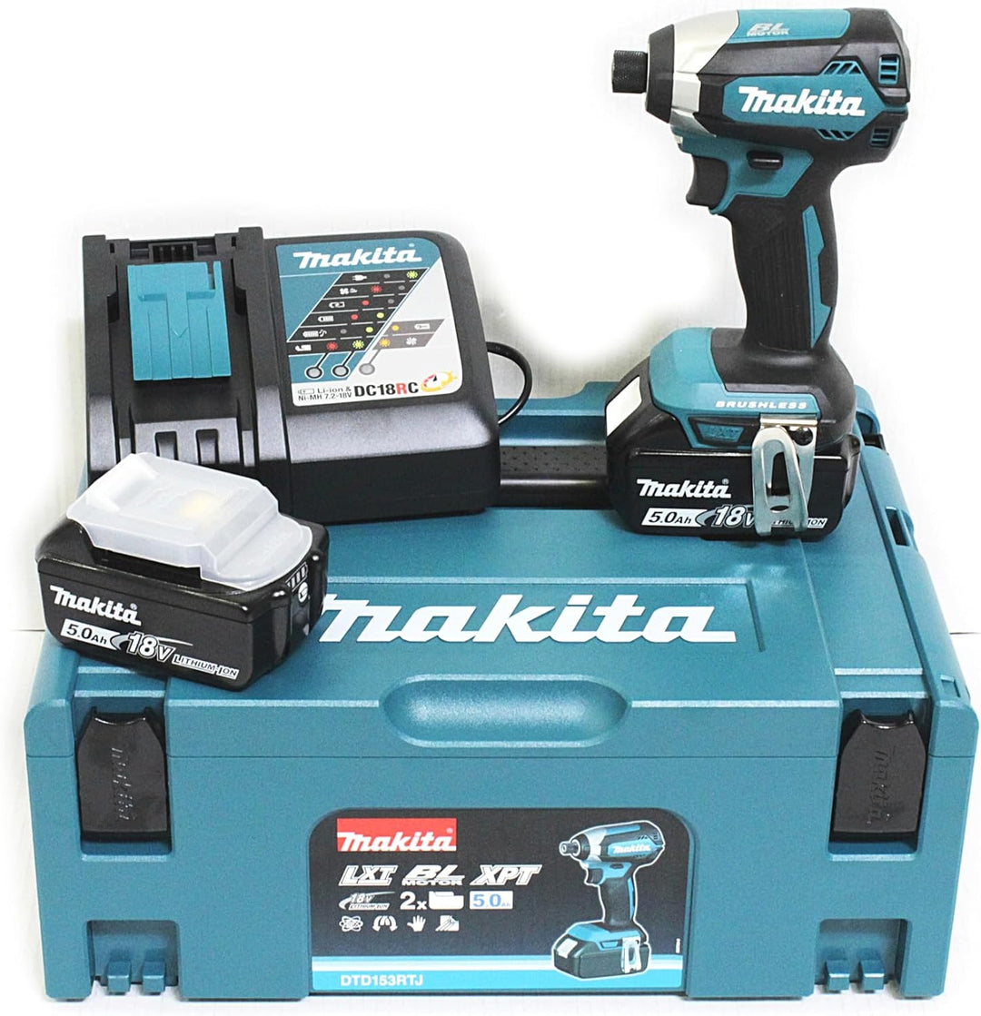 Makita Akkus und Ladegerät im Makpac, 1 Stück, DTD153RTJ mit 2x Akku 5,0 Ah Ladegerät im MAKPAC, mit