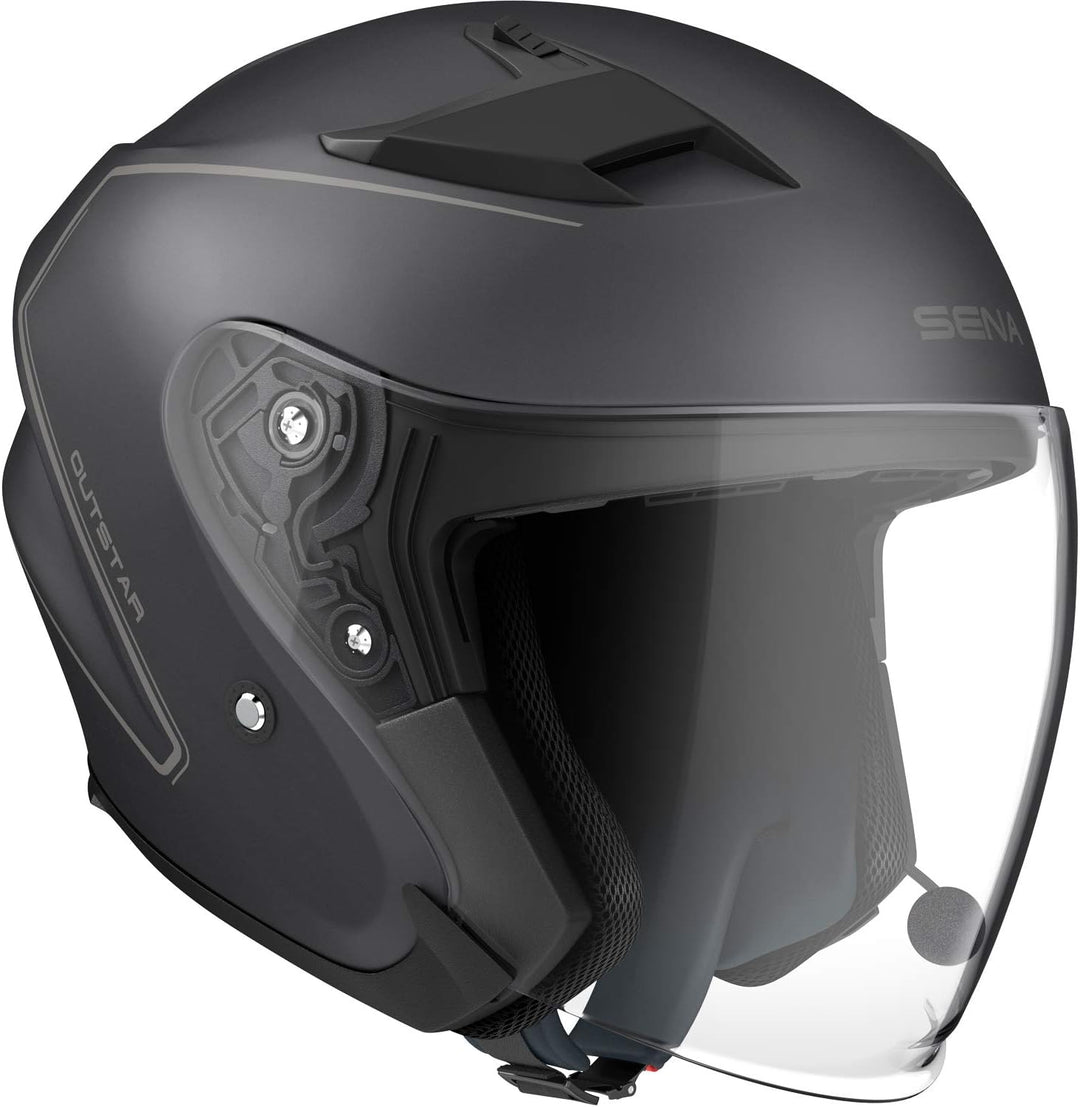 Sena Outstar S Smart Jethelm mit integrierter Bluetooth Intercom & Smartphone Konnektivität Schwarz