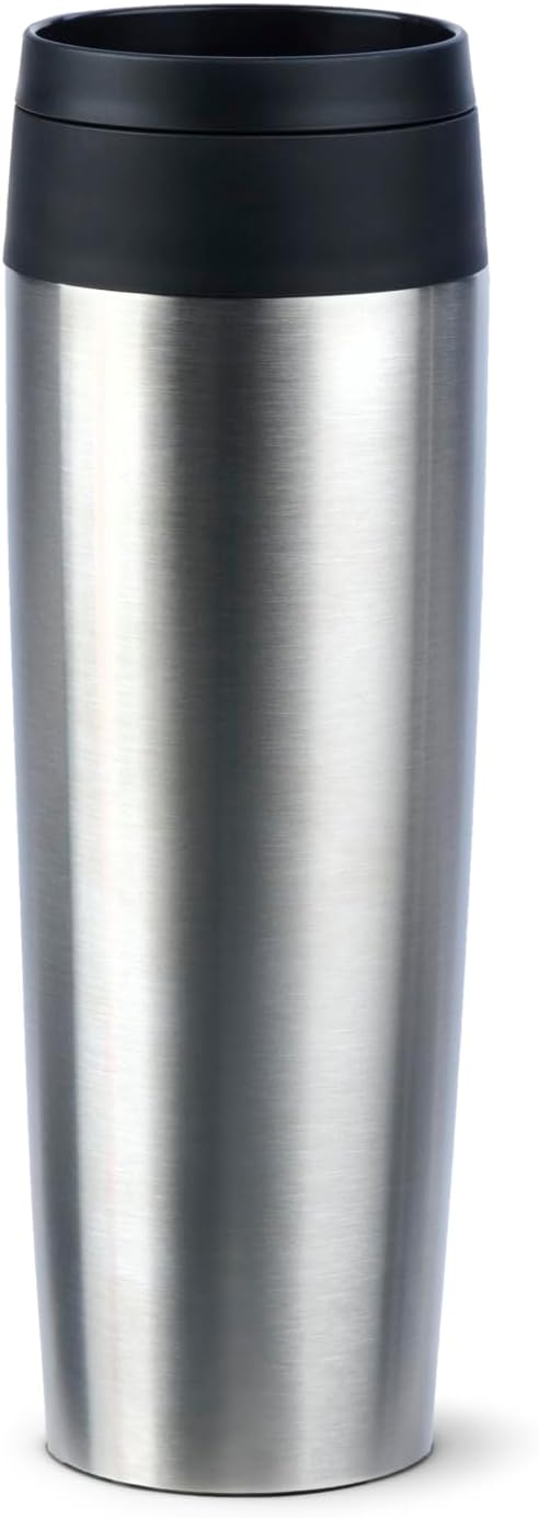 Emsa N20219 Travel Mug Classic Isolierbecher 0,5 Liter | neuer Komfort-Schraubverschluss | Edelstahl
