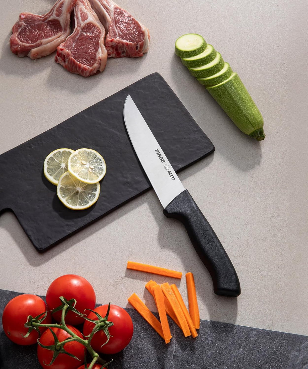 Pirge Ecco Starter Set Profi Messerset mit Tasche 7 Stück - Profi Kochmesser Set - Edelstahl Profi K