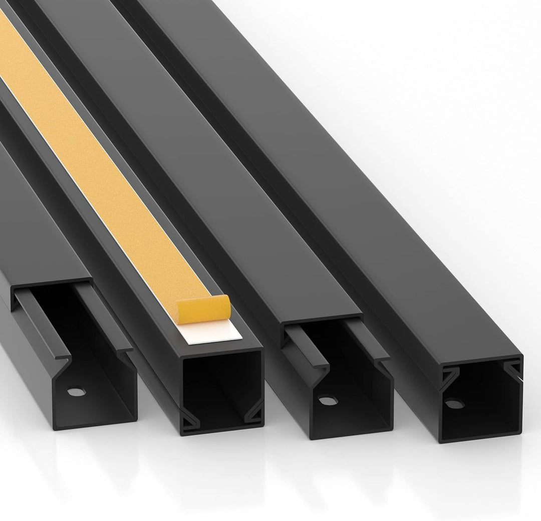 CILSON Kabelkanal 20 m | 20x 1 m Lang, 16x16 mm Breite x Höhe, Schwarz, Selbstklebend, Wand- und Dec