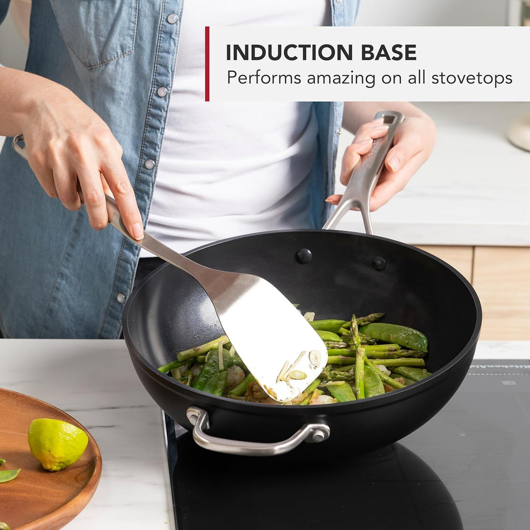 KitchenAid Forged Hardened Wok (30cm/5L), hart anodisiert, PFAS-freie keramische Antihaftbeschichtun