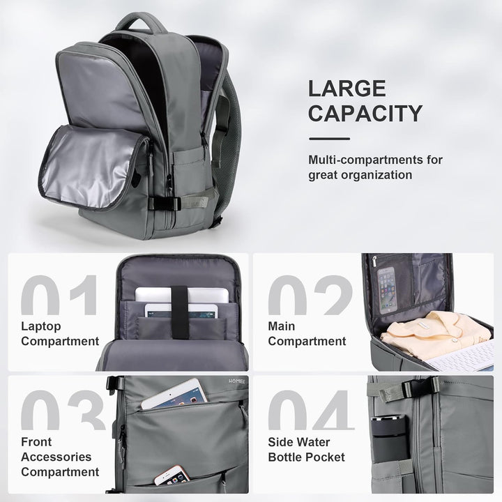 HOMIEE Reiserucksack Damen, Handgepäck Rucksack,15,6 Zoll Laptop Rucksack für Arbeit Schule Wochenen