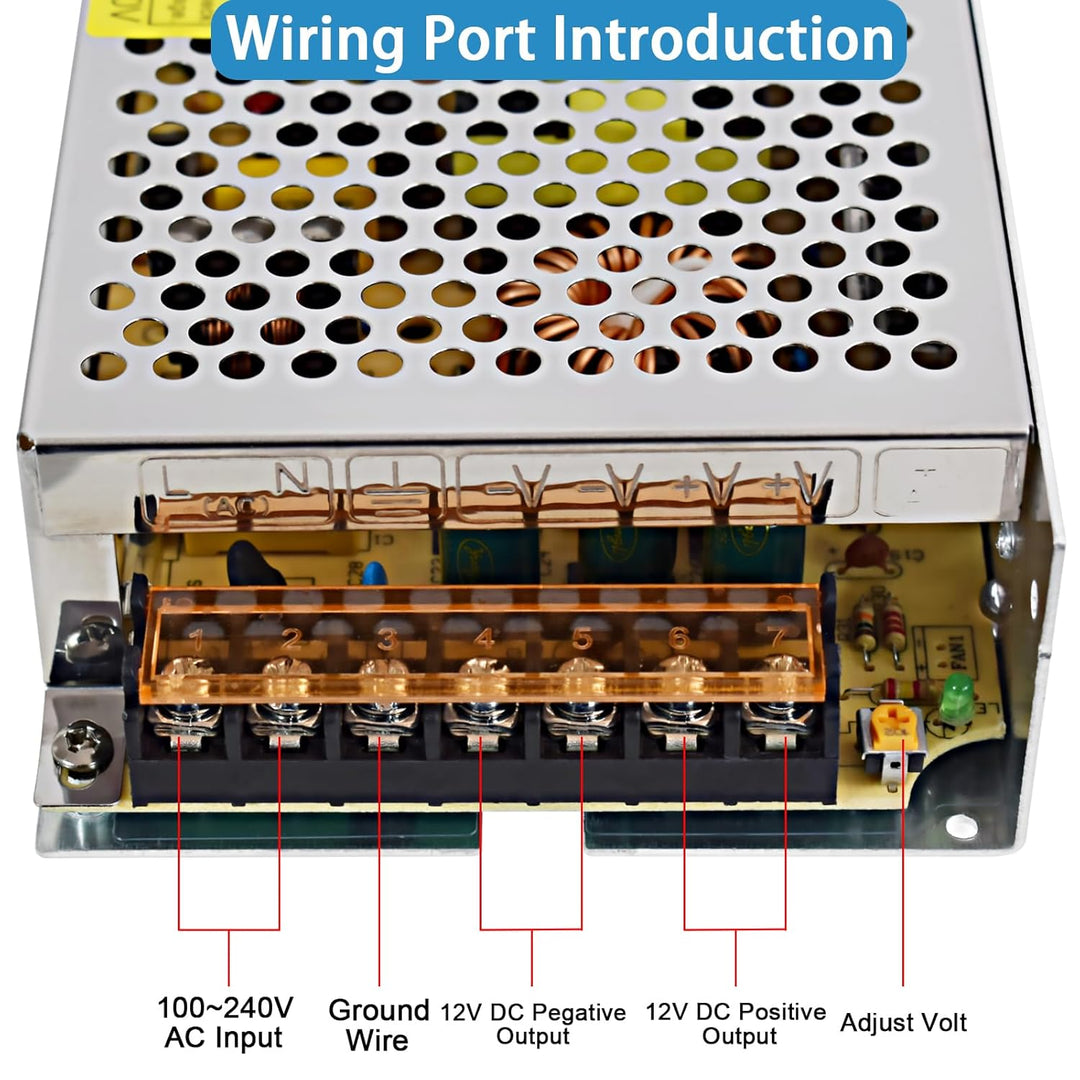 12V 16.7A Schaltnetzteil 200W Netzteil Transformator Diver Adapter für Überwachungskamera, LED-Strei