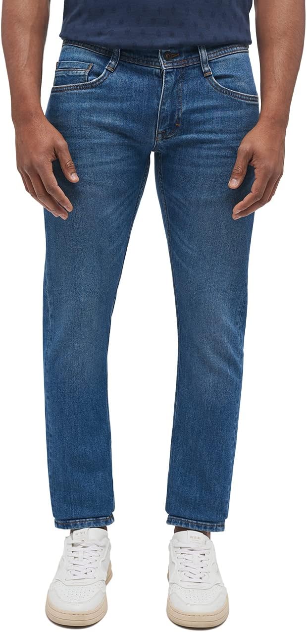 MUSTANG Herren Jeans Hose Style Oregon Tapered 38W / 32L Mittelblau, 38W / 32L Mittelblau