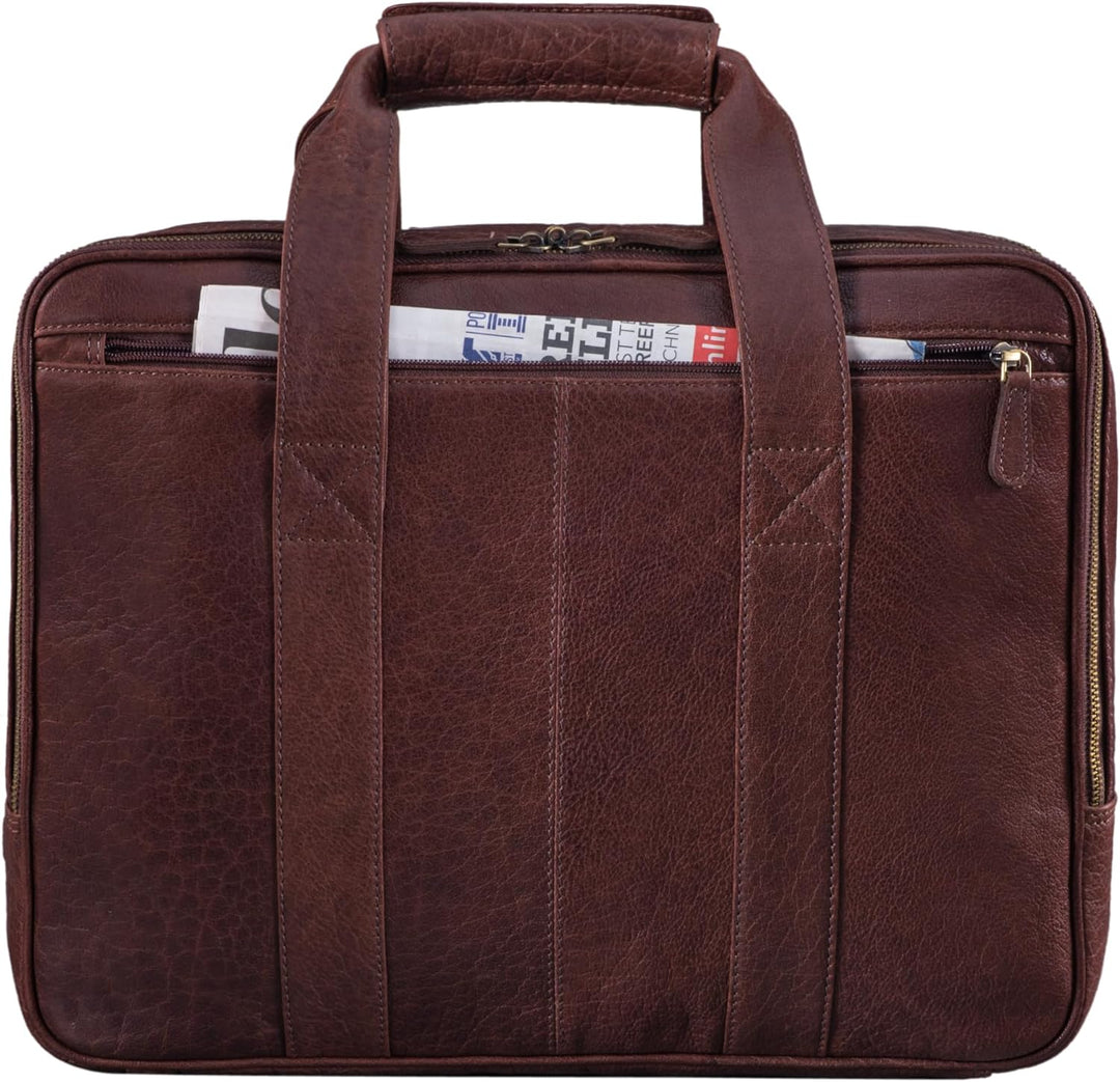STILORD 'Leopold' XL Echtleder Aktentasche - der verbesserte Geheimtipp für Lehrerzimmer & Büro - Bu
