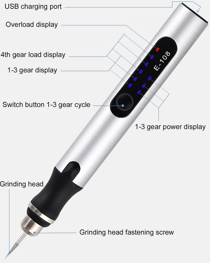 Elektrische Gravierstift, Gravierwerkzeugsatz Gravur Gerät USB Mini Gravierstift Mit Gravurzubehör f