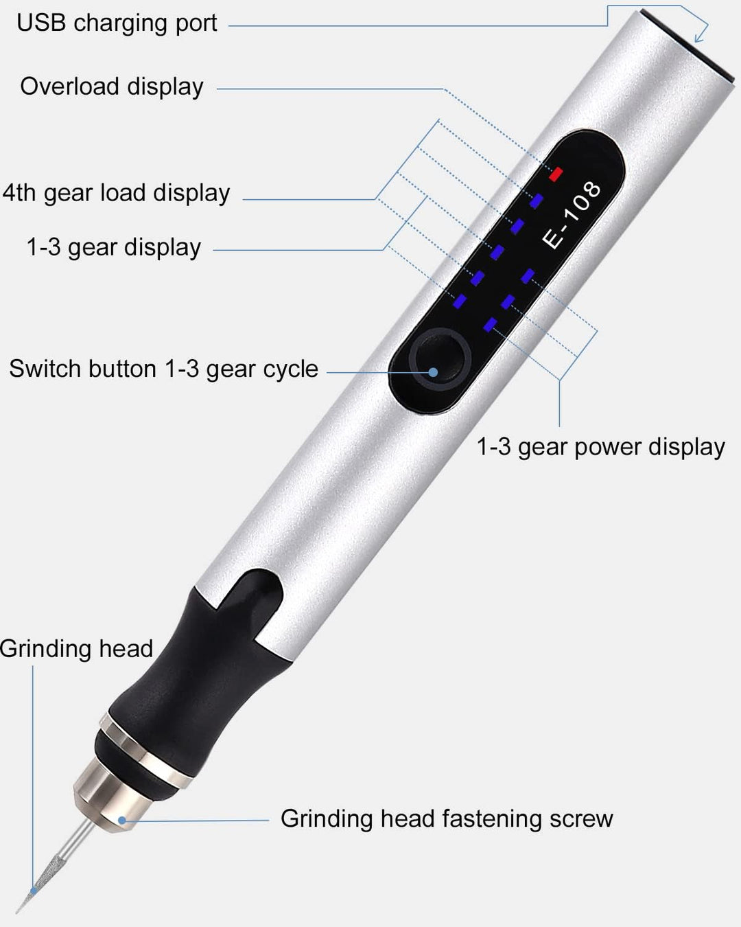Elektrische Gravierstift, Gravierwerkzeugsatz Gravur Gerät USB Mini Gravierstift Mit Gravurzubehör f