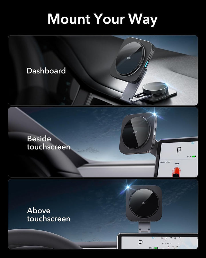 ESR für Qi2 15W Magsafe Autohalterung mit Ladefunktion, Qi2 Zertifiziertes Faltbares Armaturenbrett/