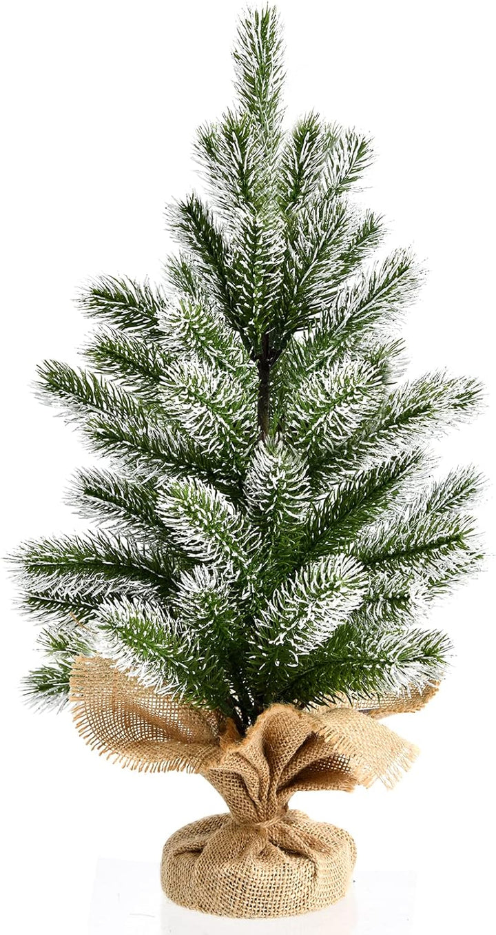 COSTWAY 50 cm Mini künstlicher Weihnachtsbaum, Kleiner Tannenbaum, Tisch-Christbaum mit Schnee, 55 Z