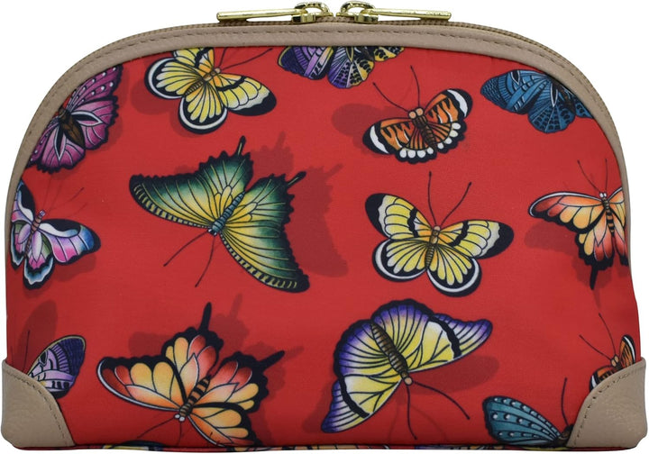 Anuschka Kosmetiktasche - Wanderlust Kollektion - Nylonstoff mit Leder Trim und Kunstdruck Butterfly