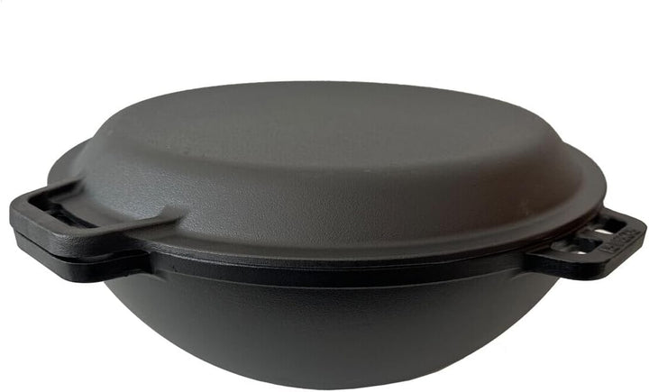 Grillpeter ROBARI Kazan Gusseisen 15 Liter Kasan mit Pfannendeckel aus Gusseisen Wok Asia