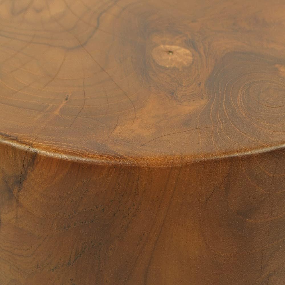 wohnfreuden Teak-Holz Hocker 40 cm lasiert rund Natur Bad Garten Wohnen Holz-Dekoration Sitzgelegenh