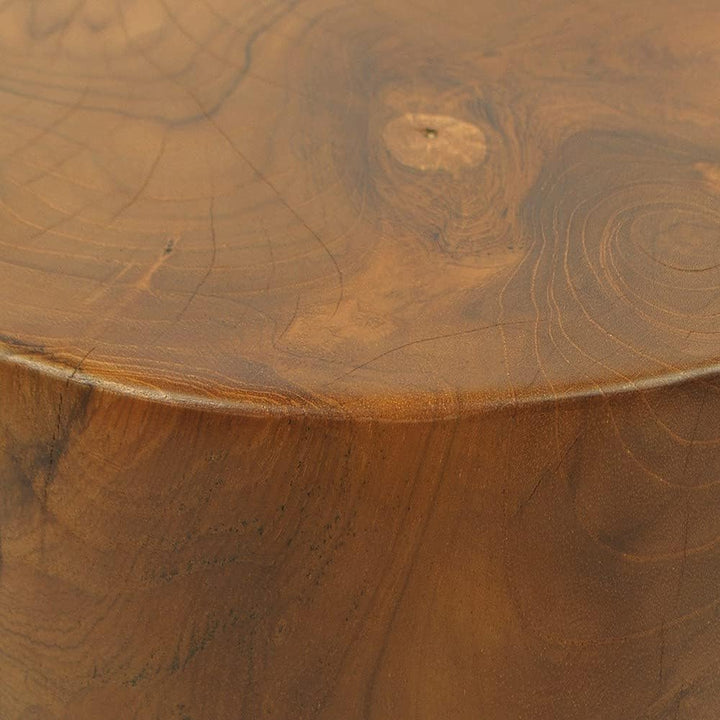 wohnfreuden Teak-Holz Hocker 40 cm lasiert rund Natur Bad Garten Wohnen Holz-Dekoration Sitzgelegenh