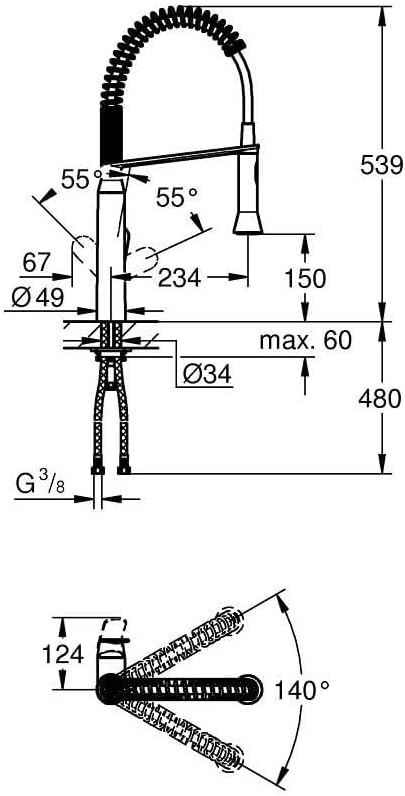 GROHE K7 | Küchenarmatur - Einhand-Spültischbatterie, DN 15 | mittelhoher Auslauf, Profibrause | Sup