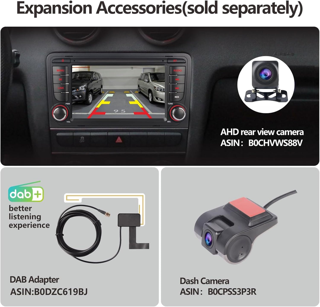 YZKONG Autoradio für Audi A3 RS3 S3 2003-2012 kompatibel mit CarPlay Android Auto, 7 Zoll Touchscree