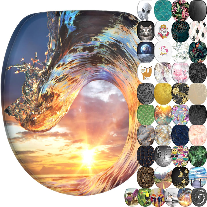 Sanilo WC-Sitz mit Absenkautomatik, Toilettensitz mit Absenkautomatik, einfache Befestigung (Wave),