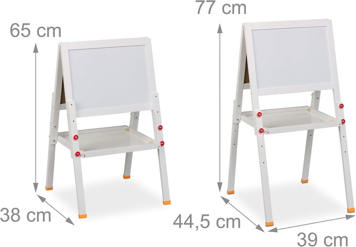 Relaxdays Kinderstandtafel, beidseitig magnetisch, höhenverstellbar, HBT 77x39x44,5 cm, Whiteboard &