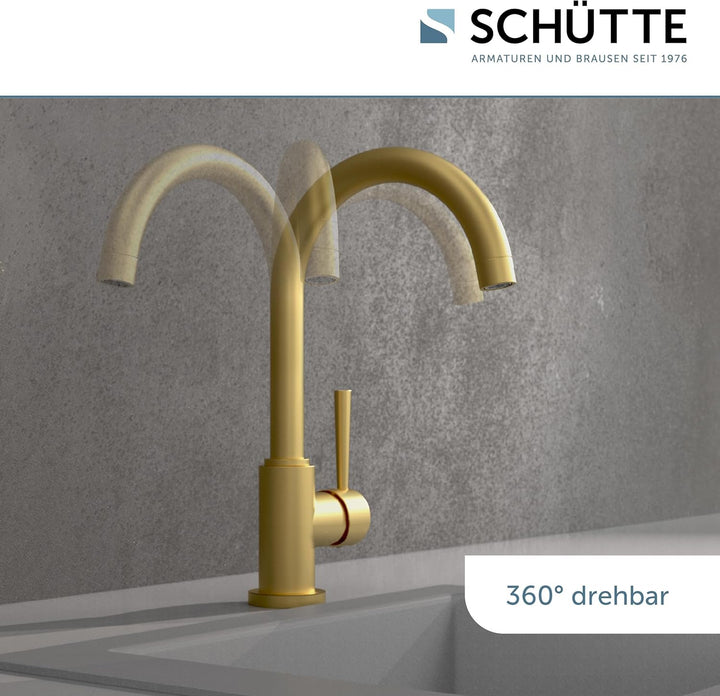 SCHÜTTE 79167 Küchenarmatur Cornwall, 360 Grad schwenkbarer Wasserhahn Küche, Mischbatterie für die
