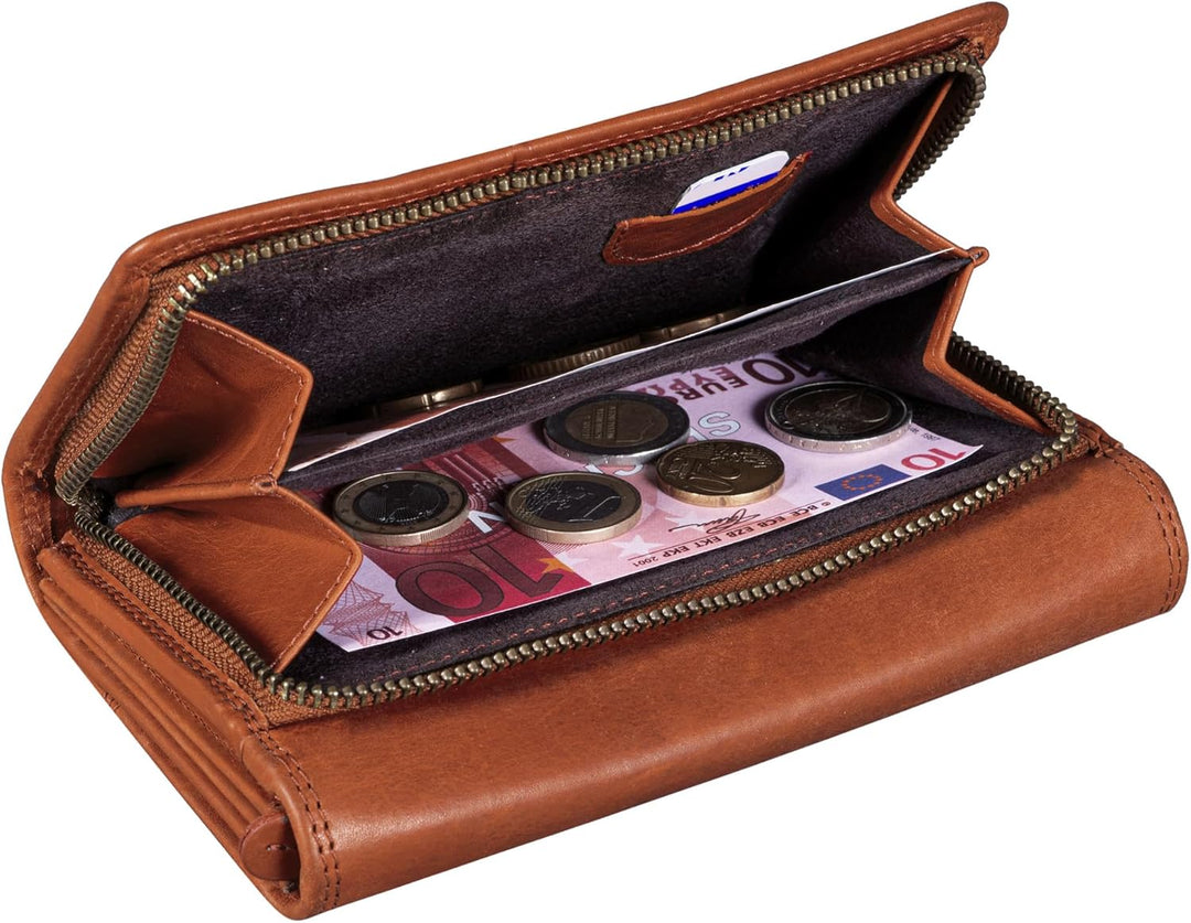 Benthill Portemonnaie Leder Gross - Geldbörse mit RFID Schutz - Geldbeutel aus echtem Rindsleder mit