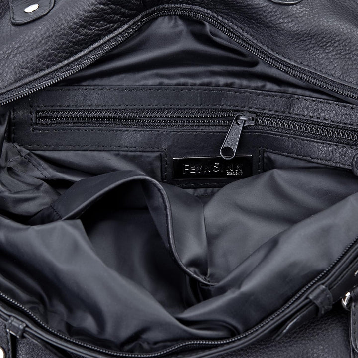 BACCINI Wickeltasche WENDY aus Premium Leder I Baby-Tasche XL gross für Damen I Schultertasche schwa