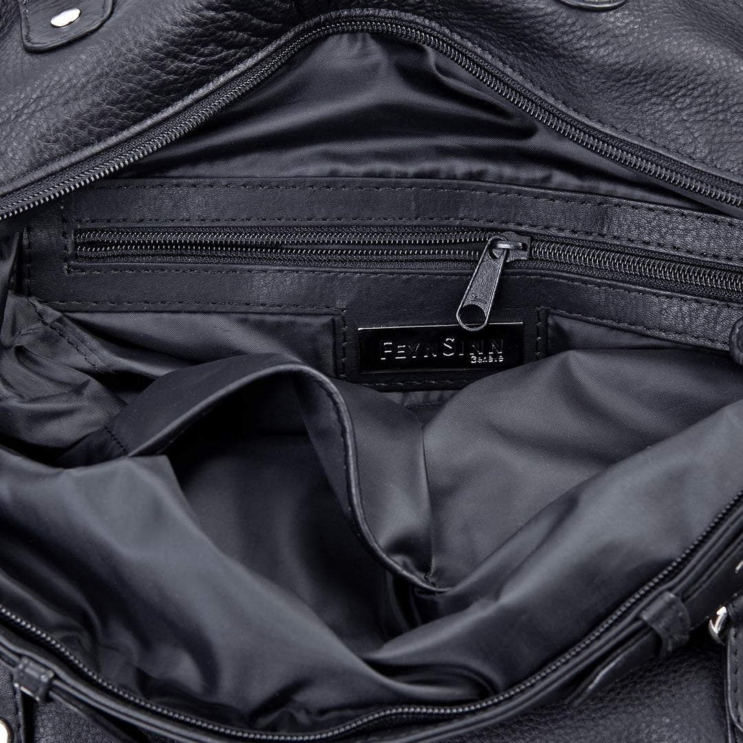 BACCINI Wickeltasche WENDY aus Premium Leder I Baby-Tasche XL gross für Damen I Schultertasche schwa