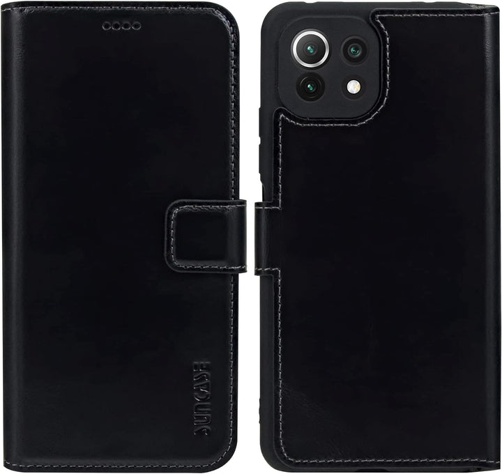 Suncase Book-Style Hülle kompatibel mit Xiaomi Mi 11 Lite 5G Leder Tasche (Slim-Fit) Lederhülle Hand
