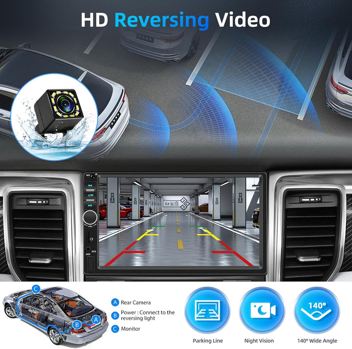 Podofo A-pple Carplay Android Auto 2 Din Autoradio, 7" HD Touchscreen MP5 Player Unterstützung Bluet