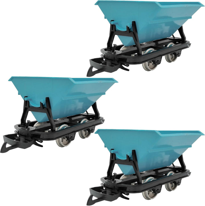 ML-Train 3er Set Kipplore Feldbahnwagen mintgrün Spur-G als Bausatz für Ihre Gartenbahn