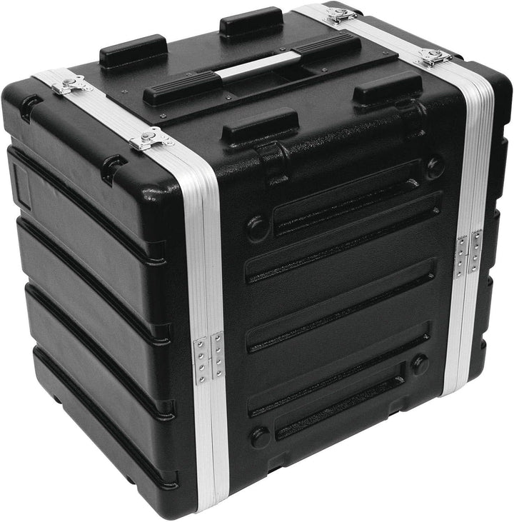 Kunststoff-Rack KR-19, 8HE, DD, schwarz | Hartschalen-Flightcase für 483-mm-Geräte (19") | 2 abnehmb