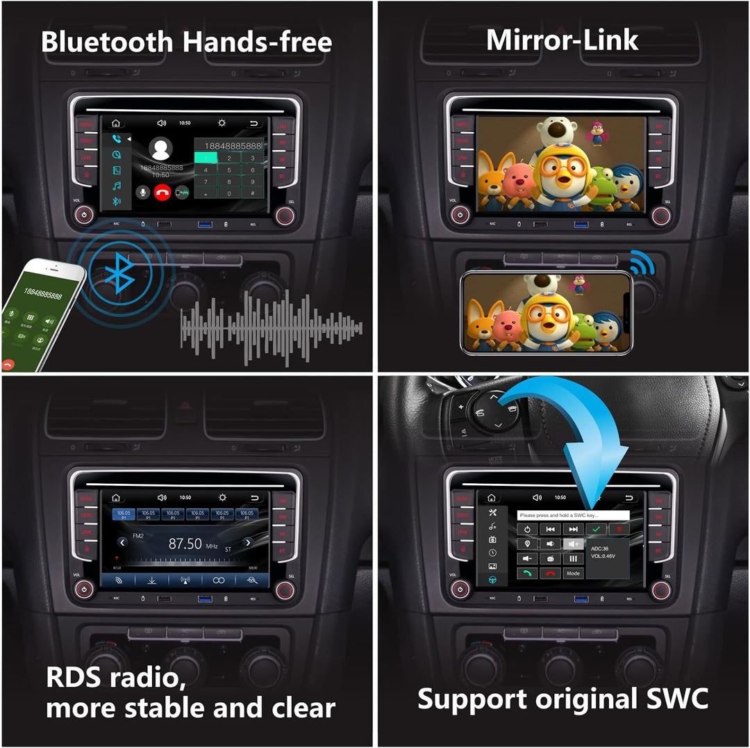 YZKONG Autoradio für VW Passat Golf MK5 Jetta Caddy EOS Tiguan mit CarPlay Android Auto, Double DIN
