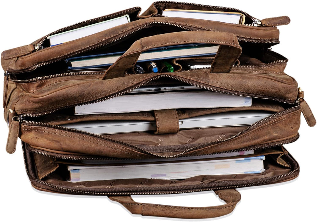 STILORD 'Remus' Ledertasche Umhängetasche Leder Aktentasche Gross 15,6 Zoll Laptoptasche abnehmbarer