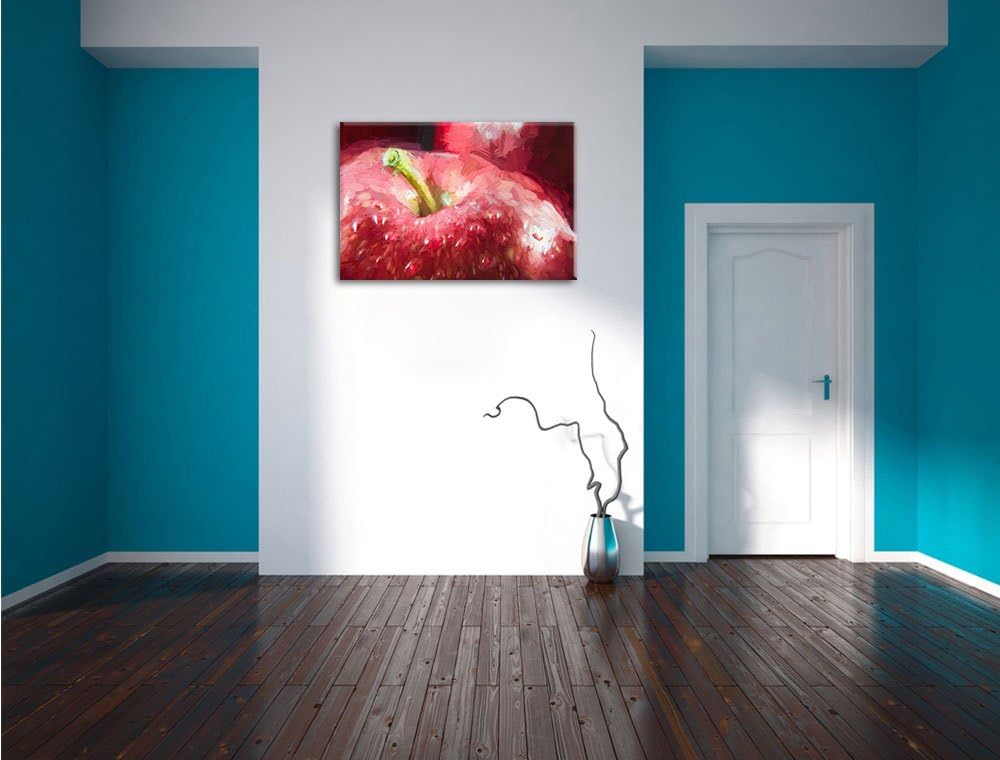 roter Apfel Pinsel Effekt, Format: 100x70 auf Leinwand, XXL riesige Bilder fertig gerahmt mit Keilra