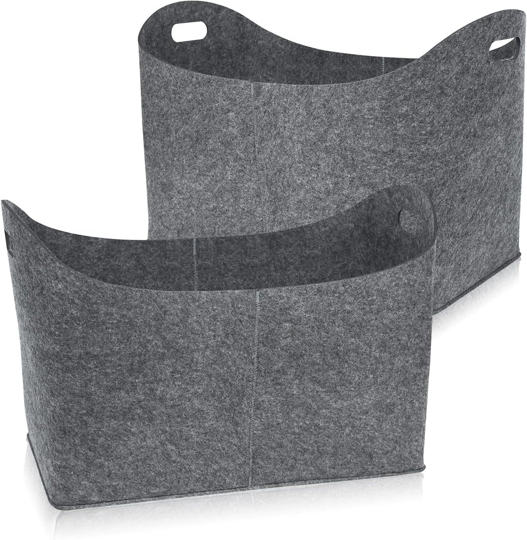 UISEBRT 2 Stück Kaminholztasche aus Filz Holzkorb XL Kaminholzkorb Holztasche mit verstärkten Griffe