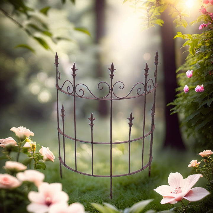 ecosoul Staudenhalter Strauchhalter halbrund Rankhilfe Metall Eisen Rostfarben Deko 80cm hoch 59 cm