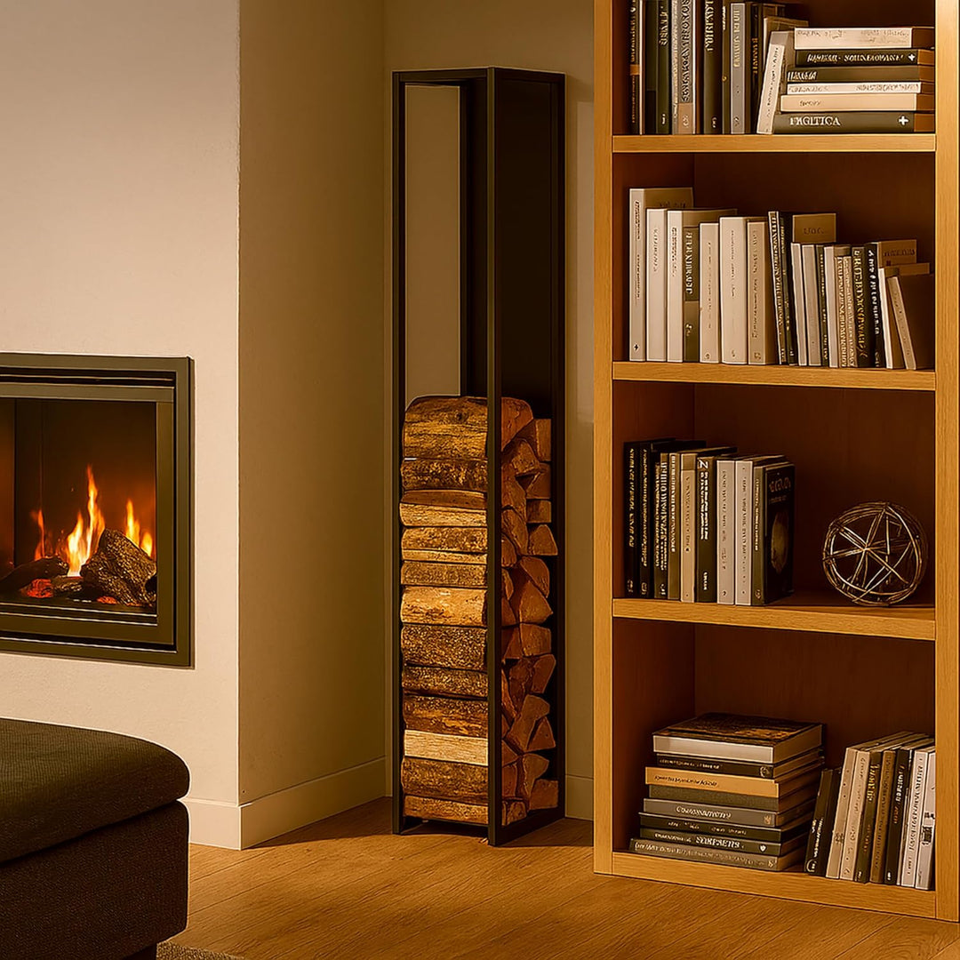 Relaxdays Kaminholzregal Metall, Brennholzregal hoch, für Feuerholz, Stapelholz, Brennholz, HBT: 157