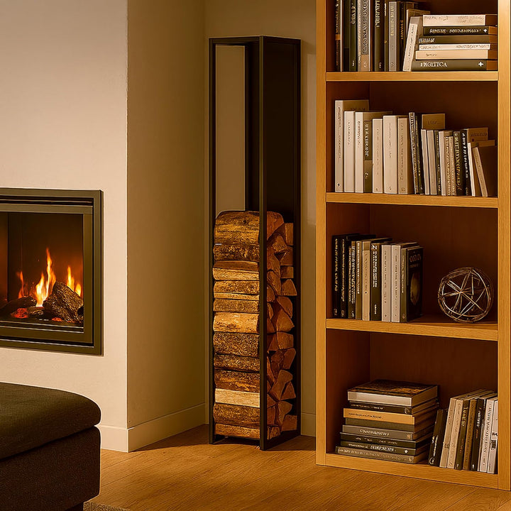 Relaxdays Kaminholzregal Metall, Brennholzregal hoch, für Feuerholz, Stapelholz, Brennholz, HBT: 157