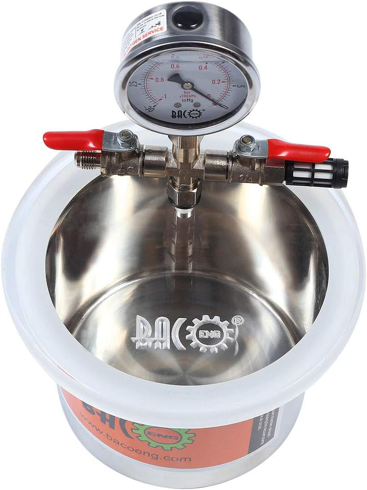 BACOENG 6.8 Liter Vakuumkammer Edelstahl Vakuum Entgasungskammer (Durchmesser 22CM, Höhe 15CM) 6.8L,