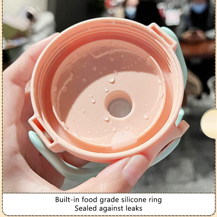 HUSHUI Kawaii Bär Strohflasche, tragbare Wasserflasche in Bärenform mit Strohhalm und Trageschlaufe,