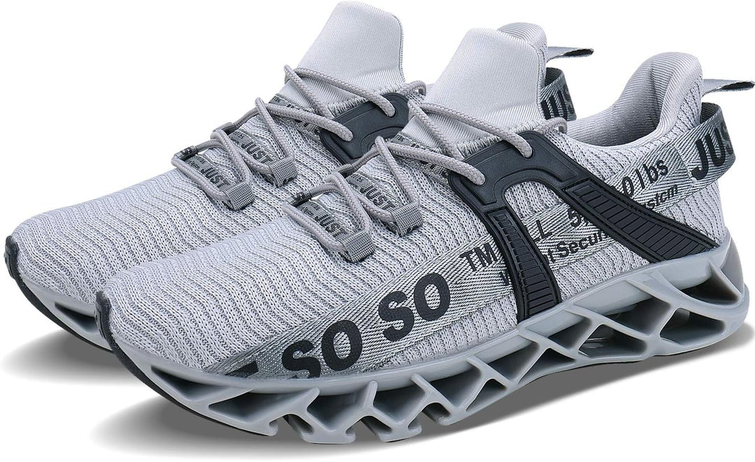 Wonesion Herren Fitness Laufschuhe Atmungsaktiv rutschfeste Mode Sneaker Sportschuhe 42 EU 3 Grau, 4