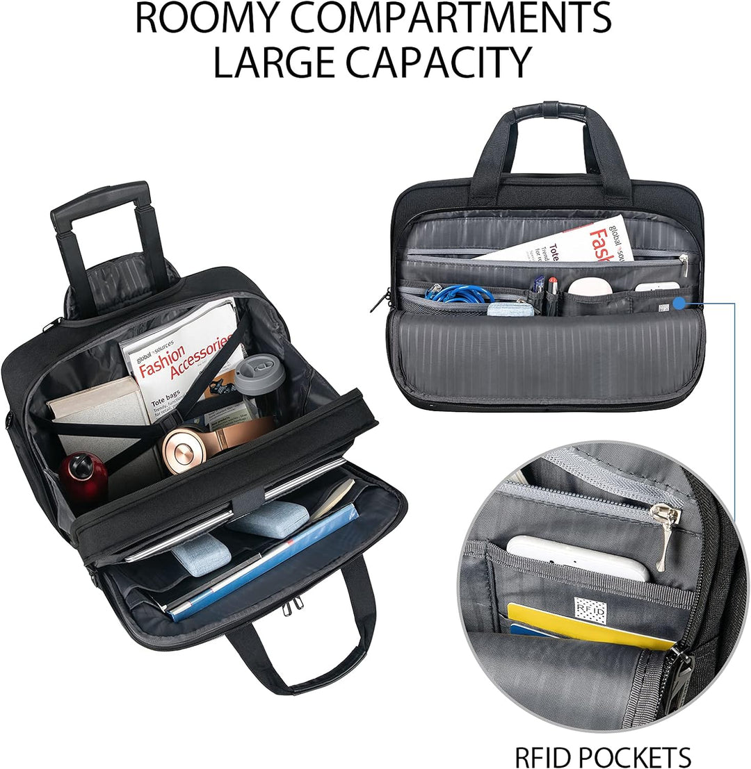 VANKEAN 17.3'' Laptoptasche mit Rollen für Herren, Stylische Handgepäck-Aktentasche Laptoptasche was