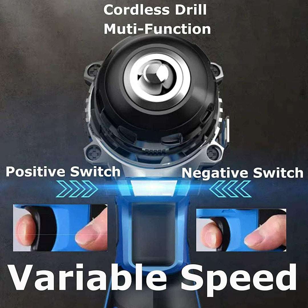 Akku-Bohrmaschine Akku-Schlagbohrschrauber mit 2x1500mAh Lithiumbatterie, 21V Akkuschrauber 45Nm Dre